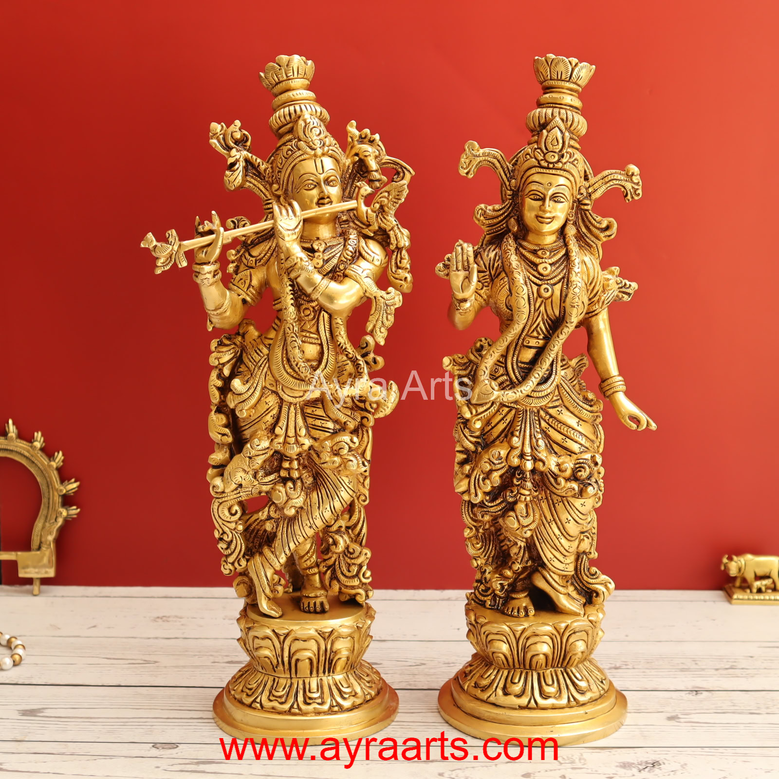 Standing Radha Madhav Krishna Brass Idols Set Best for Gifting Home Decor - 14 Inch Height Standing Radha Madhav Krishna Brass Idols Set Best for Gifting Home Decor - 14 Inch Height