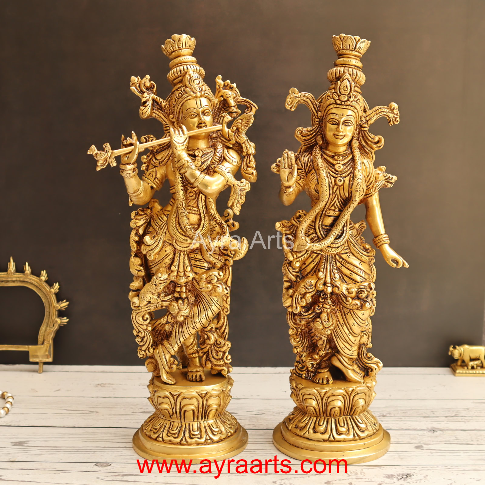 Standing Radha Madhav Krishna Brass Idols Set Best for Gifting Home Decor - 14 Inch Height Standing Radha Madhav Krishna Brass Idols Set Best for Gifting Home Decor - 14 Inch Height