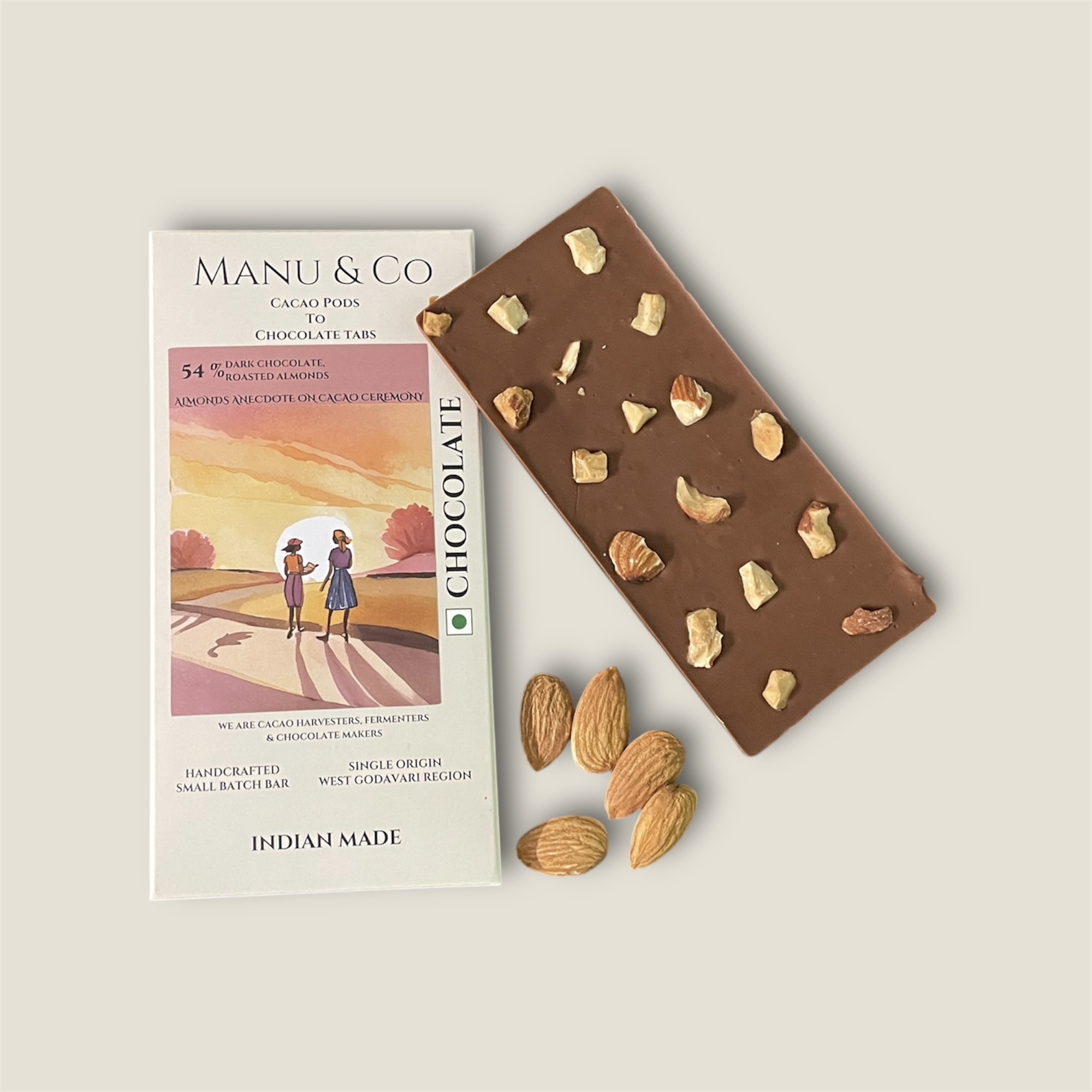 54% Dark Chocolate , Roasted Almonds