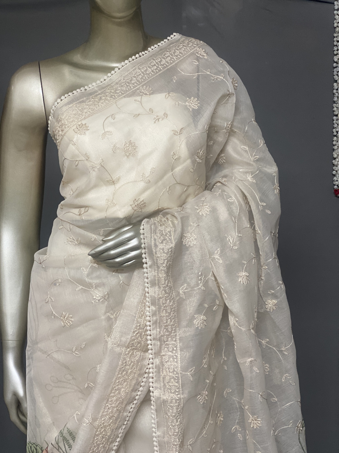 Nitara - The Kota Tissue Saree in Digital Print Pallu (Peach Blouse)