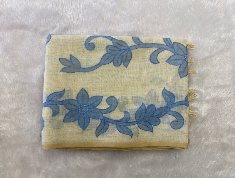 Madavi - The Linen Saree in Applique Work SWS182