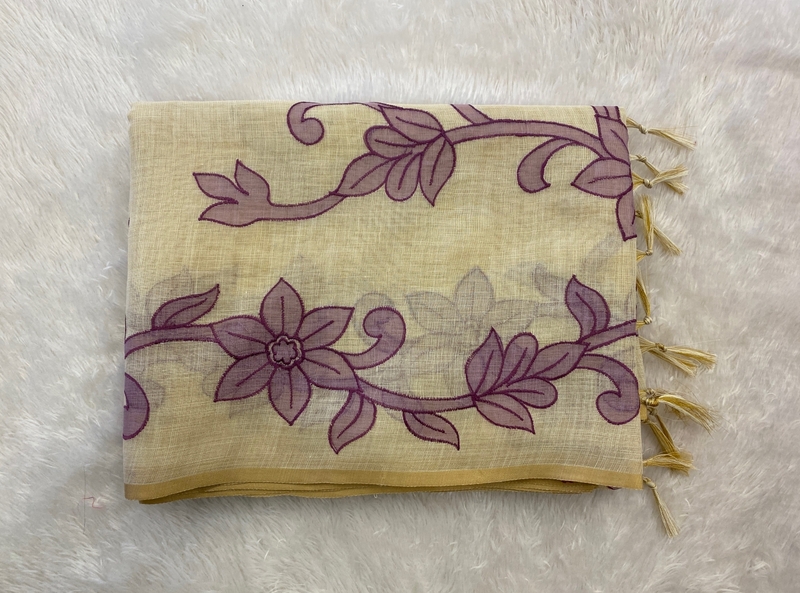 Madavi - The Linen Saree in Applique Work SWS183