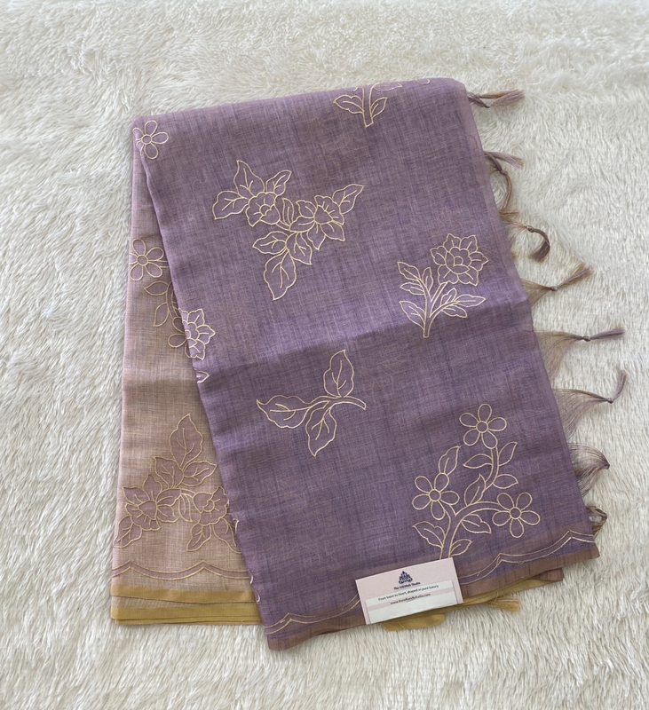 Madavi - The Linen Ombre Applique Sarees SWS186