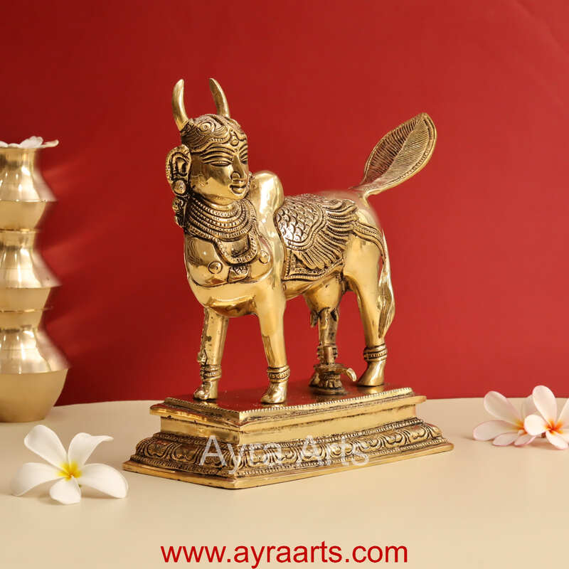 Brass Surabhi Kamadhenu The Wish Fulfilling Cow Idol - 9 Inch Height Brass Surabhi Kamadhenu The Wish Fulfilling Cow Idol - 9 Inch Height