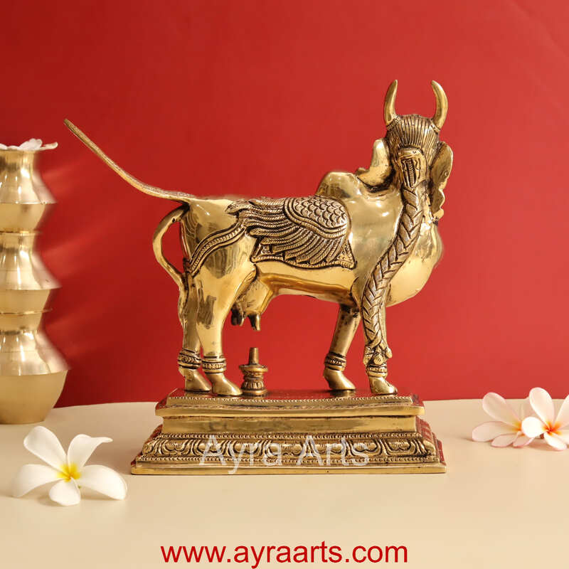 Brass Surabhi Kamadhenu The Wish Fulfilling Cow Idol - 9 Inch Height Brass Surabhi Kamadhenu The Wish Fulfilling Cow Idol - 9 Inch Height