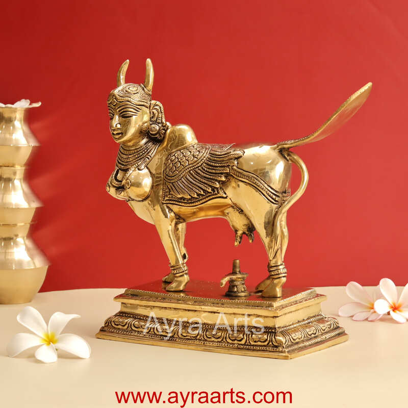 Brass Surabhi Kamadhenu The Wish Fulfilling Cow Idol - 9 Inch Height Brass Surabhi Kamadhenu The Wish Fulfilling Cow Idol - 9 Inch Height