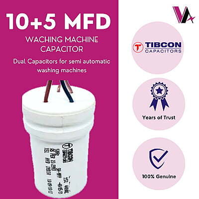 Tibcon 10 + 5 MFD Dual Capacitors for Washing Machine