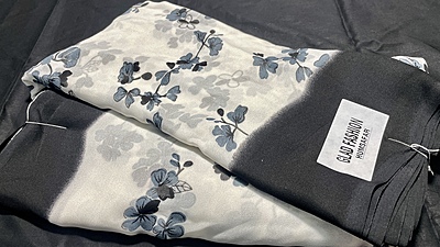 Moss White Base Floral Saree - Black