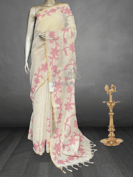 Madavi - The Linen Saree in Applique Work SWS182