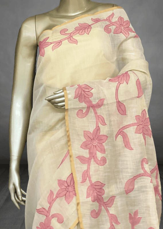 Madavi - The Linen Saree in Applique Work SWS182