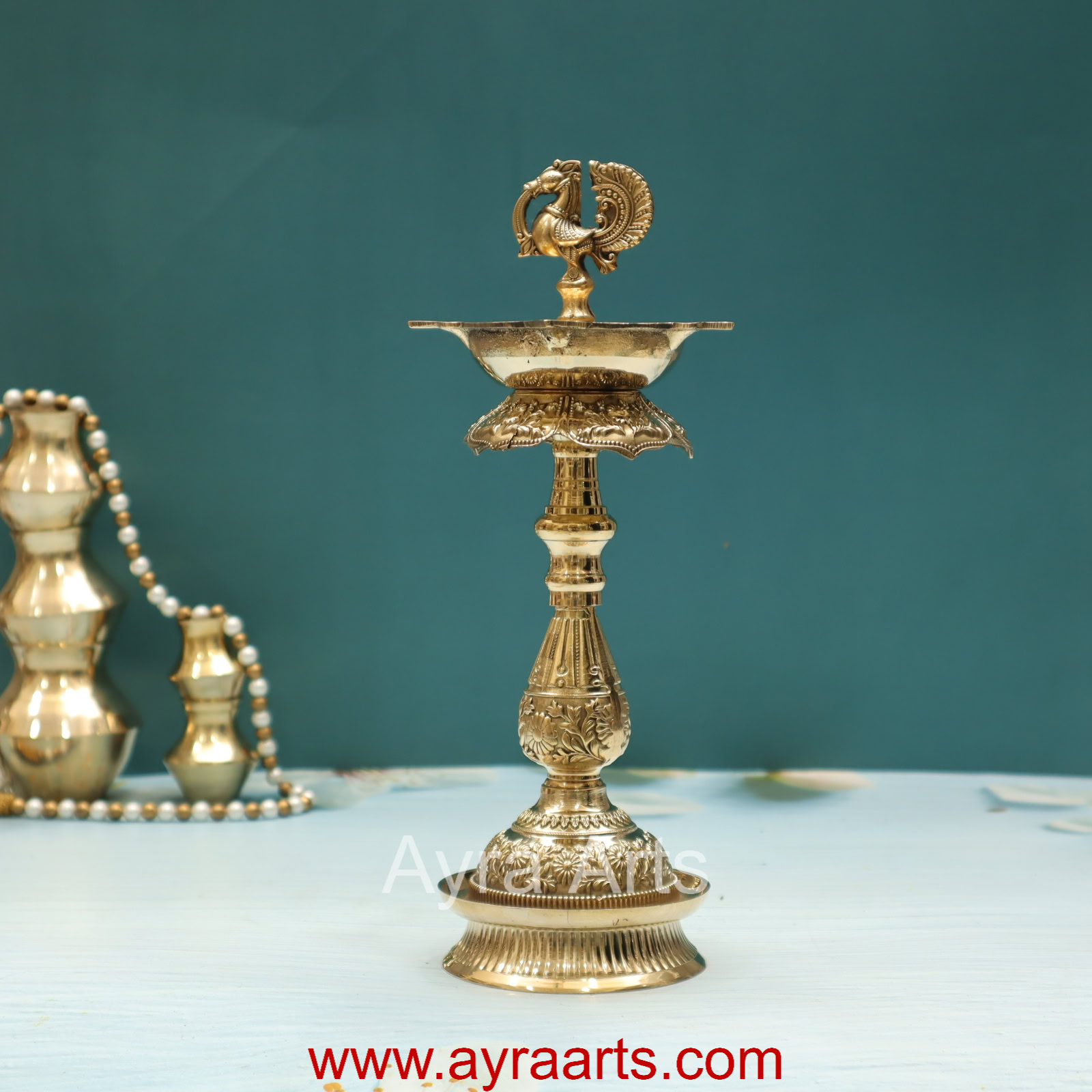 Brass Samai Peacock Maharaja Diya Oil Lamp Brass Samai Peacock Maharaja Diya Oil Lamp