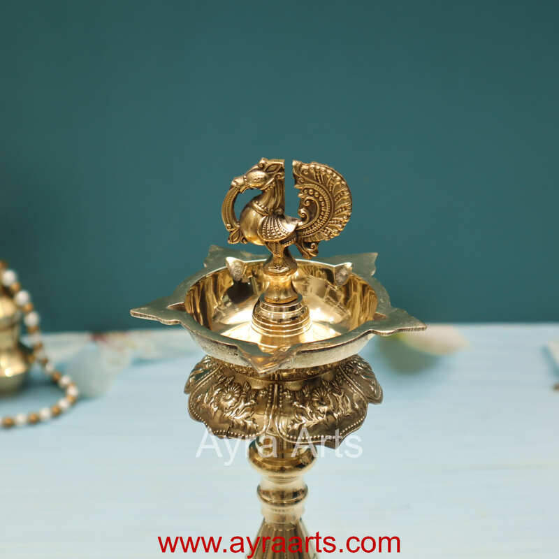 Brass Samai Peacock Maharaja Diya Oil Lamp Brass Samai Peacock Maharaja Diya Oil Lamp