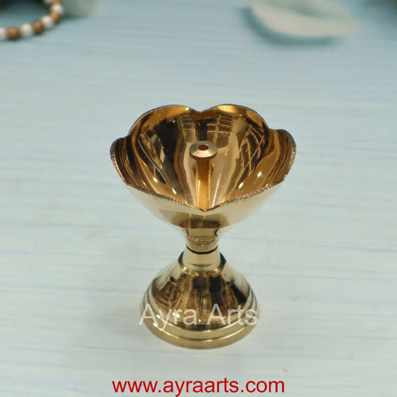 Brass Diamond Pyali Puja Diya Oil Lamp Size 1 - 3.3 Inch Height Brass Diamond Pyali Puja Diya Oil Lamp Size 1 - 3.3 Inch Height