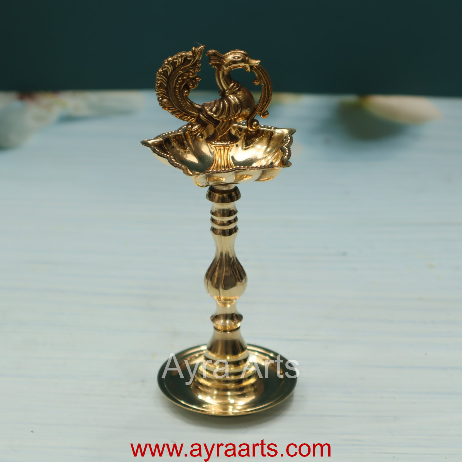 Brass Peacock Standing Diya vilakku Small - 5.5 Inch Height Brass Peacock Standing Diya vilakku Small - 5.5 Inch Height