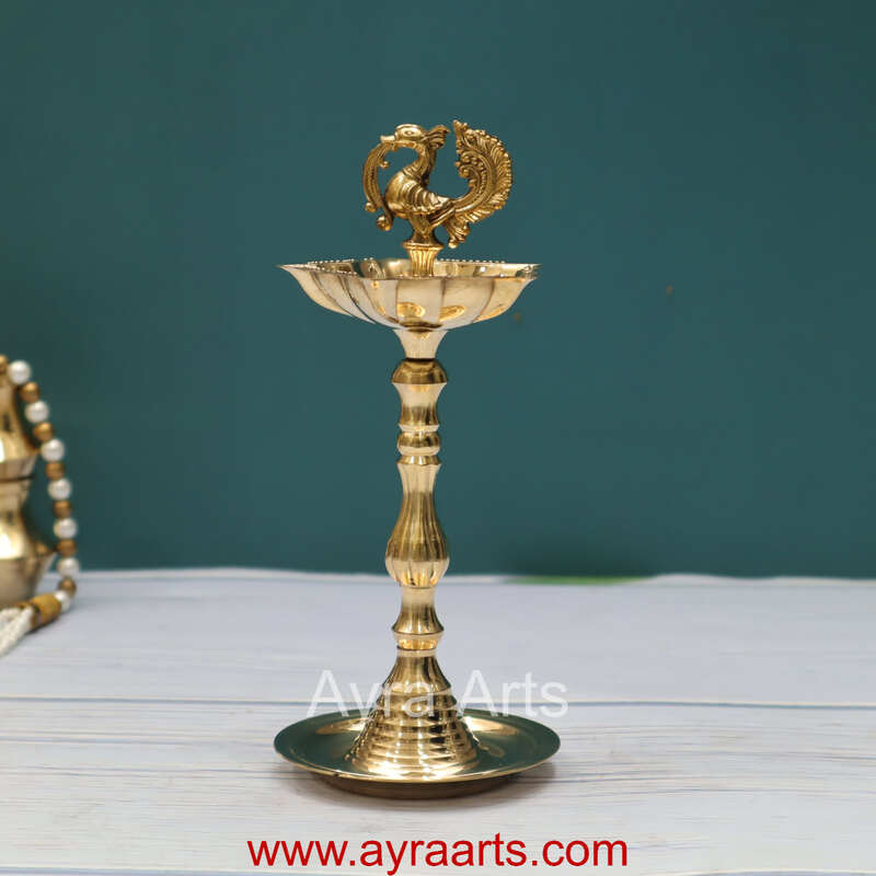 Brass Peacock Standing Diya vilakku Small Brass Peacock Standing Diya vilakku Small