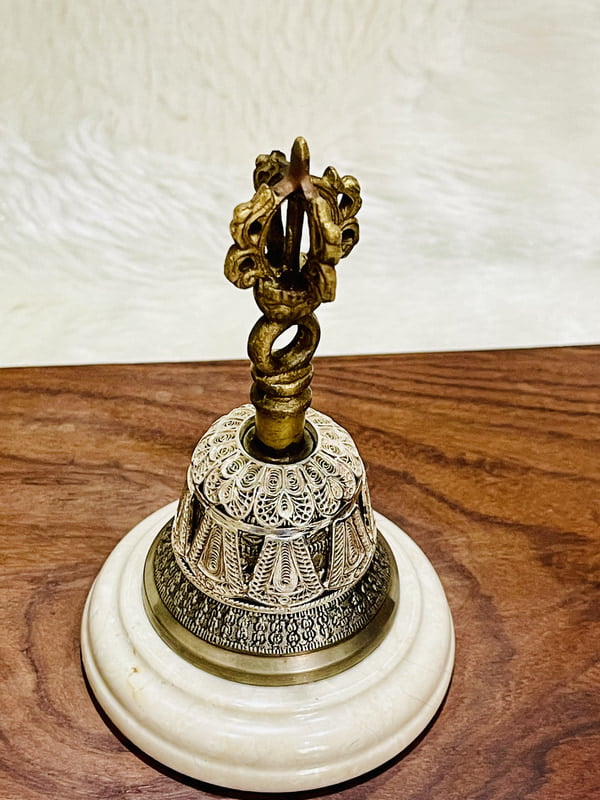 Silver Filigree Brass Hand Bell | Puja Bells for Home & Silver Gifting Silver Filigree Brass Hand Bell | Puja Bells for Home & Silver Gifting