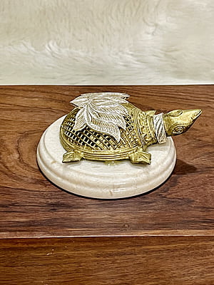 Turtle Showpiece with Silver Filigree Lotus | Silver Item for Gift Turtle Showpiece with Silver Filigree Lotus | Silver Item for Gift