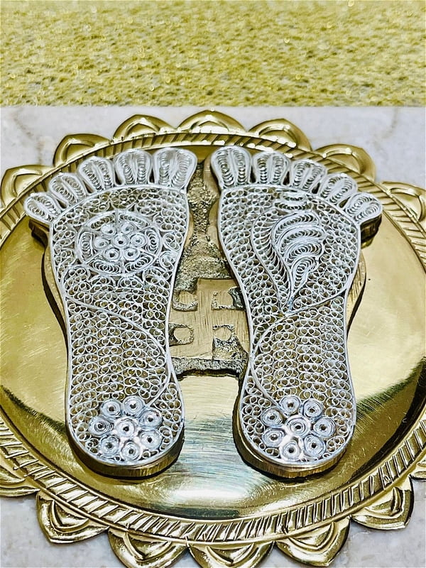 Handcrafted Silver Filigree Vishnu Charan | Silver gifting item Handcrafted Silver Filigree Vishnu Charan | Silver gifting item
