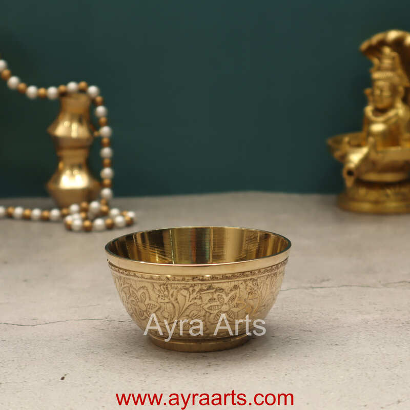 Brass Katori Embossed - 3.3 Inch Length