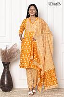 COTTON DUPPATA SET mustard (Pack of all sizes)