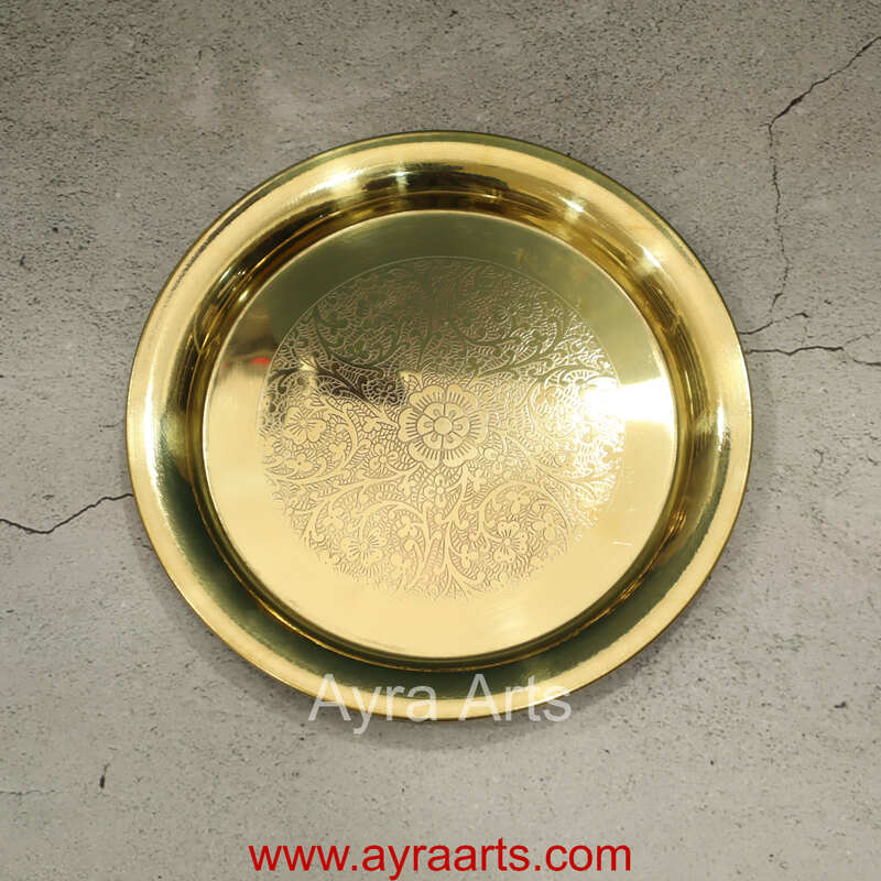 Pure Brass Floral Design Forever Plate Pure Brass Floral Design Forever Plate