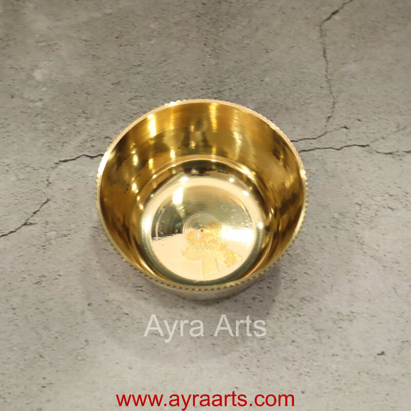 Pure Brass Embossed Flower Design Small Bowl Katori Pure Brass Embossed Flower Design Small Bowl Katori