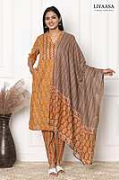 COTTON DUPPATA SET dark orange (Pack of all sizes)