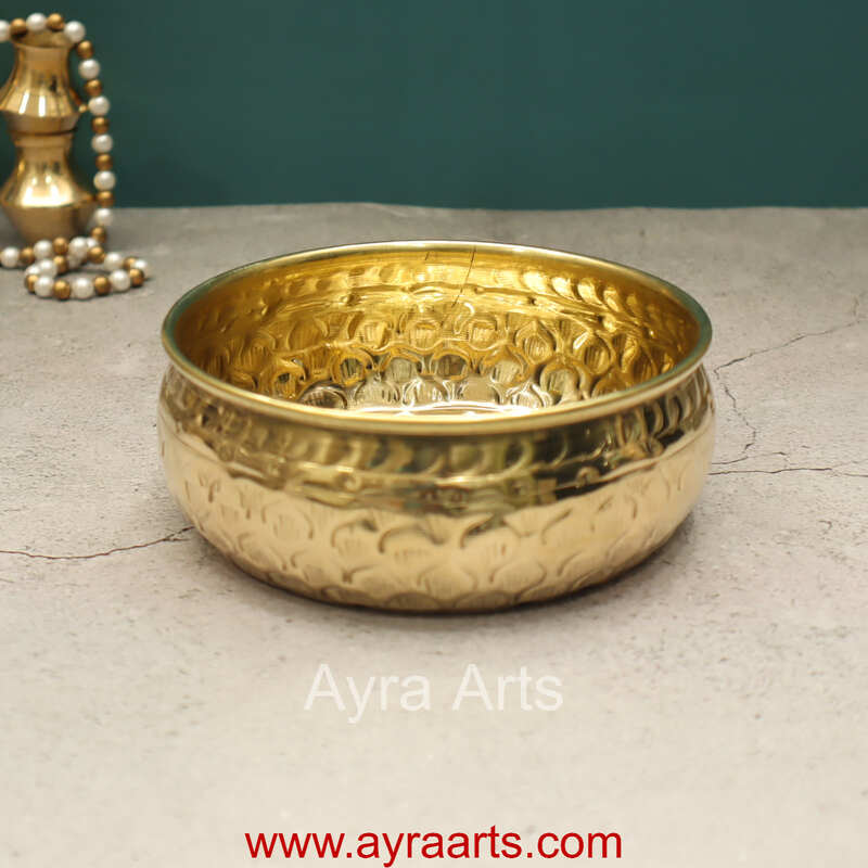 Brass Traditional Decorative Bowl Royal Urli Embossed Design for Home Decor