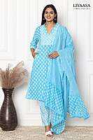 COTTON DUPATTA SET Blue (Pack of all sizes)