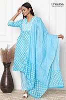 COTTON DUPATTA SET Blue (Pack of all sizes)