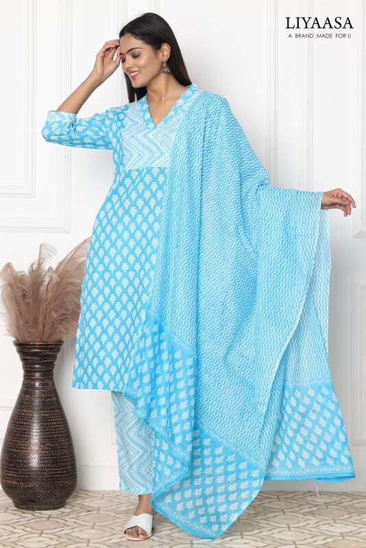 COTTON DUPATTA SET Blue (Pack of all sizes)