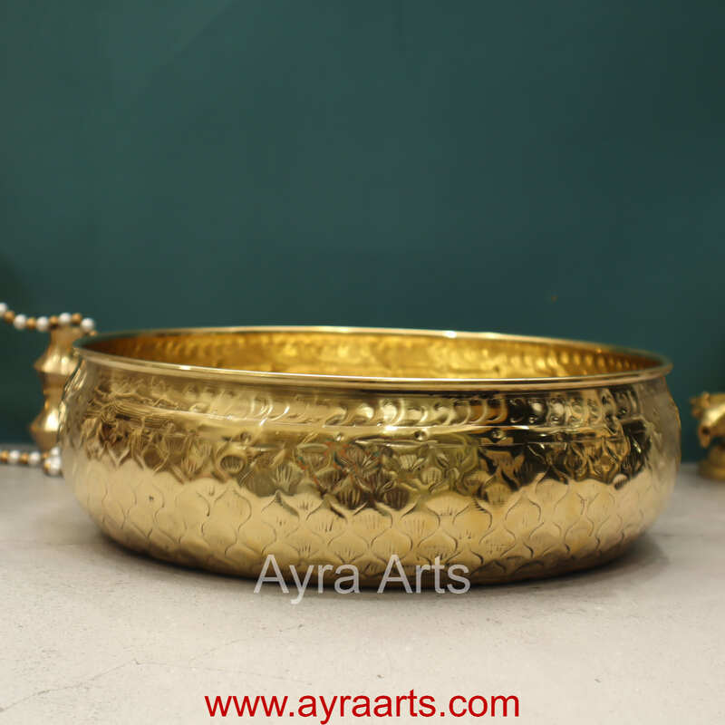 Brass Traditional Decorative Bowl Royal Urli Embossed Design for Home Decor