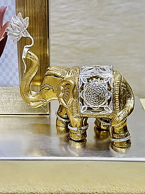 Graceful Elephant and Lotus Silver Filigree Photo Frame Graceful Elephant and Lotus Silver Filigree Photo Frame