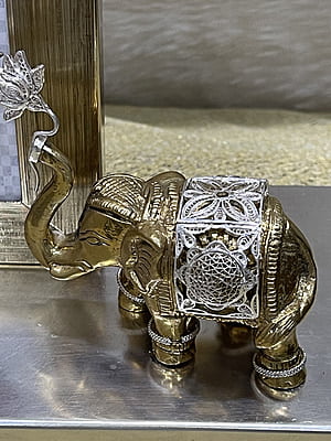 Graceful Elephant and Lotus Silver Filigree Photo Frame Graceful Elephant and Lotus Silver Filigree Photo Frame