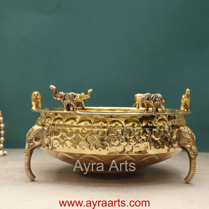 Brass Elephant Urli Bowl for Home Decoration Brass Elephant Urli Bowl for Home Decoration