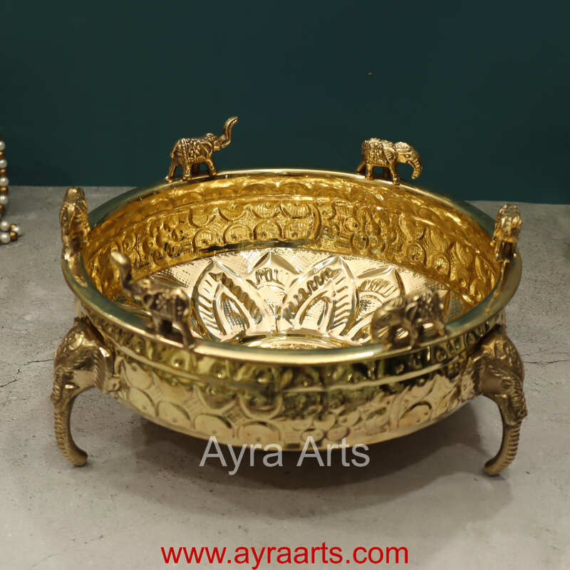 Brass Elephant Urli Bowl for Home Decoration Brass Elephant Urli Bowl for Home Decoration