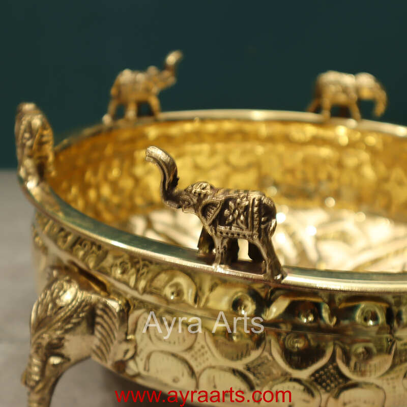 Brass Elephant Urli Bowl for Home Decoration Brass Elephant Urli Bowl for Home Decoration