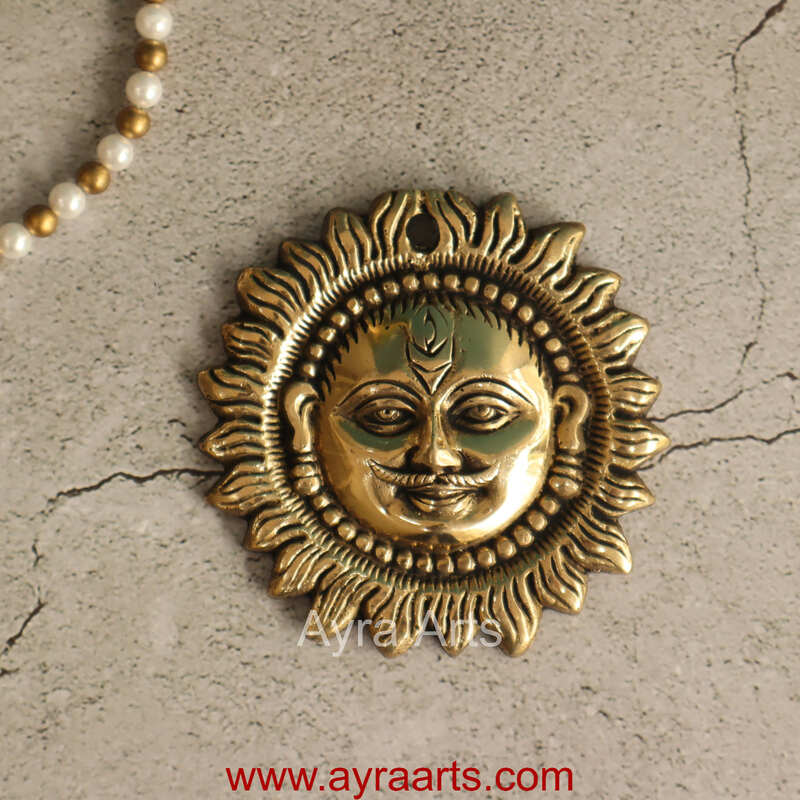 Brass Surya (Sun) Face Wall Hanging Vastu Figurine Surya Positivity Home Entrance Door Office Decor - 4 Inch Height Brass Surya (Sun) Face Wall Hanging Vastu Figurine Surya Positivity Home Entrance Door Office Decor - 4 Inch Height