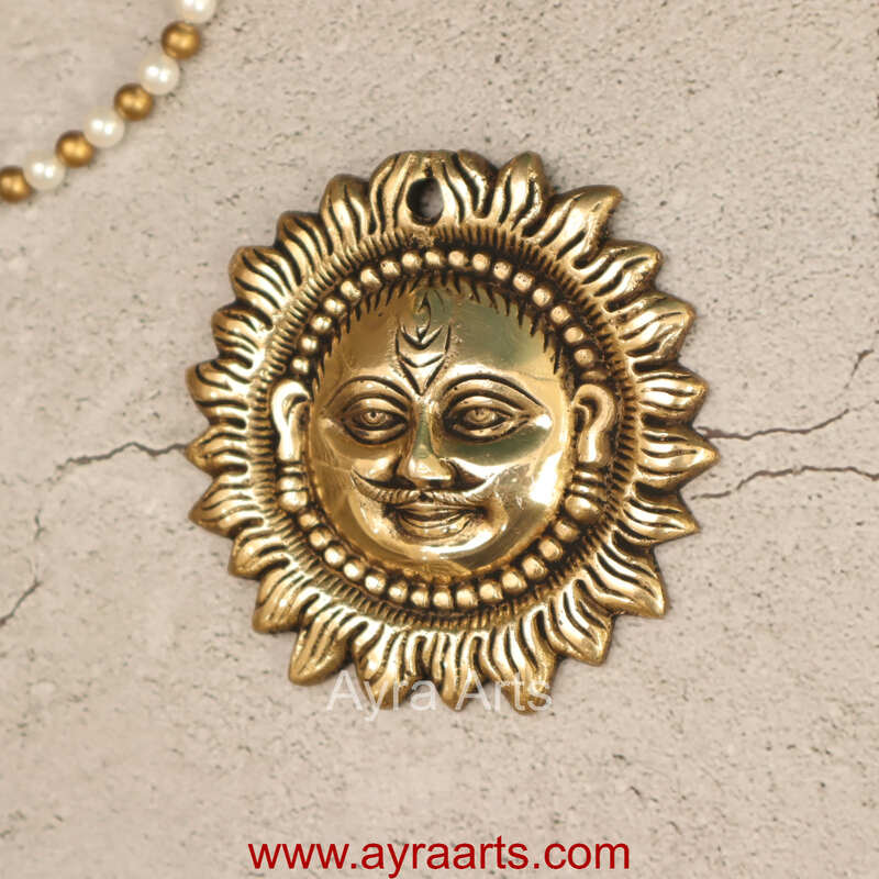 Brass Surya (Sun) Face Wall Hanging Vastu Figurine Surya Positivity Home Entrance Door Office Decor - 4 Inch Height Brass Surya (Sun) Face Wall Hanging Vastu Figurine Surya Positivity Home Entrance Door Office Decor - 4 Inch Height