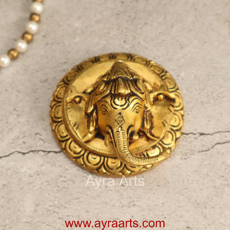 Unique Design Brass Ganesha Wall Hanging - 4 inch Height Unique Design Brass Ganesha Wall Hanging - 4 inch Height