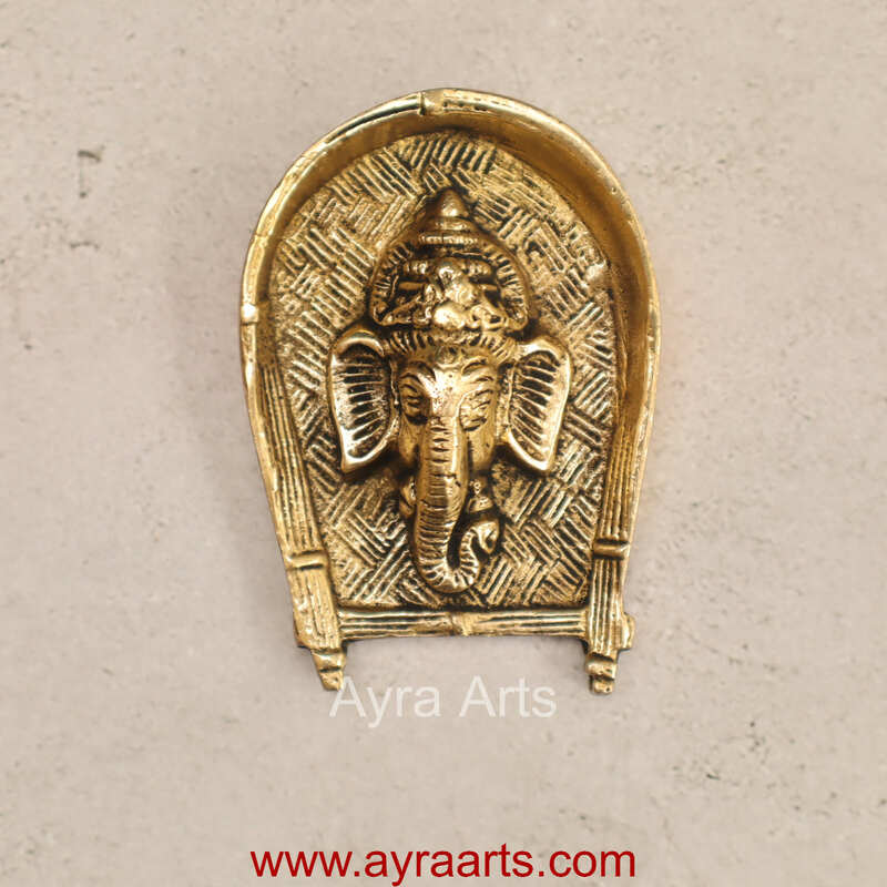 Brass Ganesh on Soop Moram Muram Rice Cleaner Chhath Wall Hanging - 4 Inch Height Brass Ganesh on Soop Moram Muram Rice Cleaner Chhath Wall Hanging - 4 Inch Height