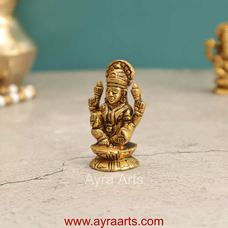 Elegant Brass Lakshmi Idol - 2 Inch Height Elegant Brass Lakshmi Idol - 2 Inch Height