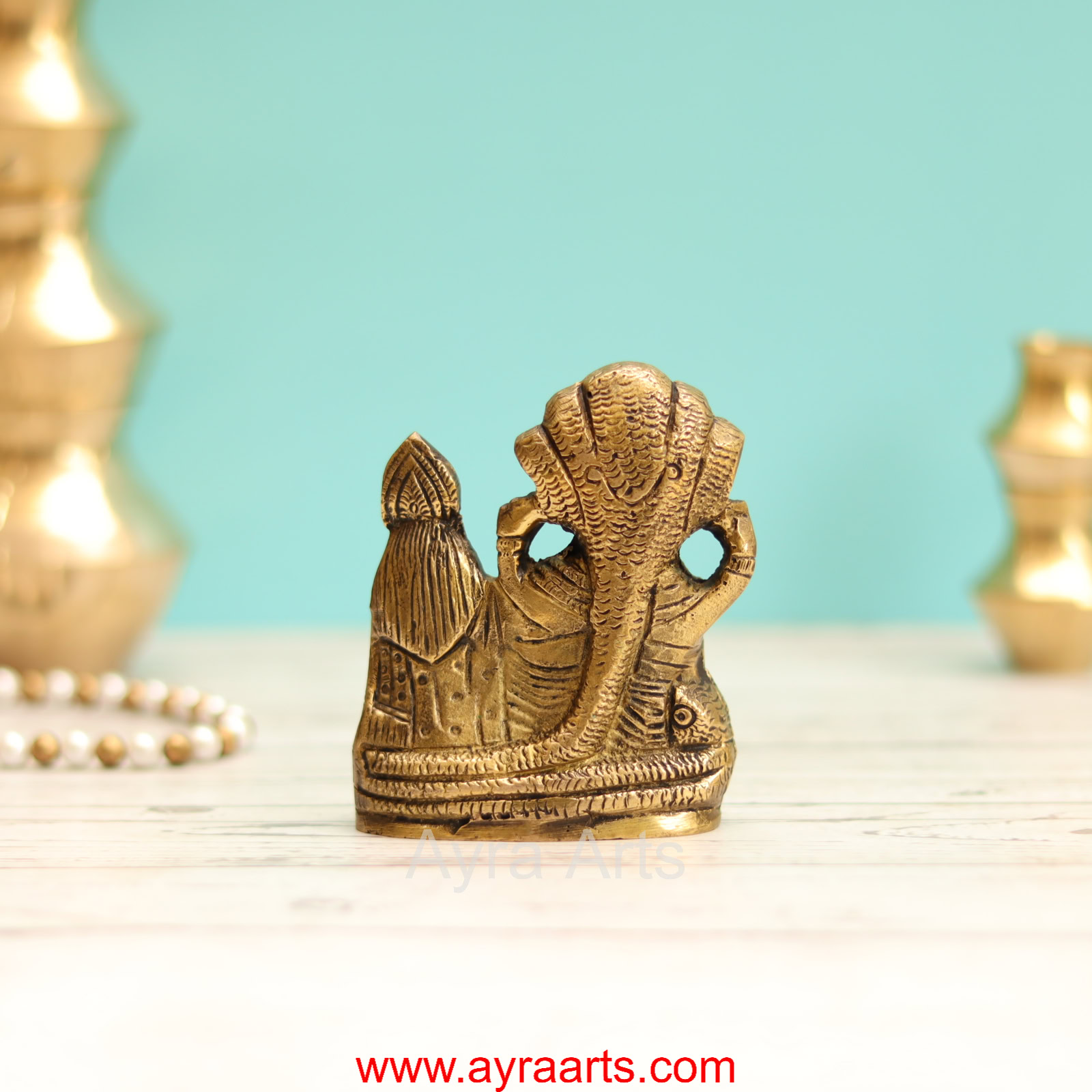 Lakshmi Sametha Vishnu Murthi Idol In Brass - 4 Inch Height