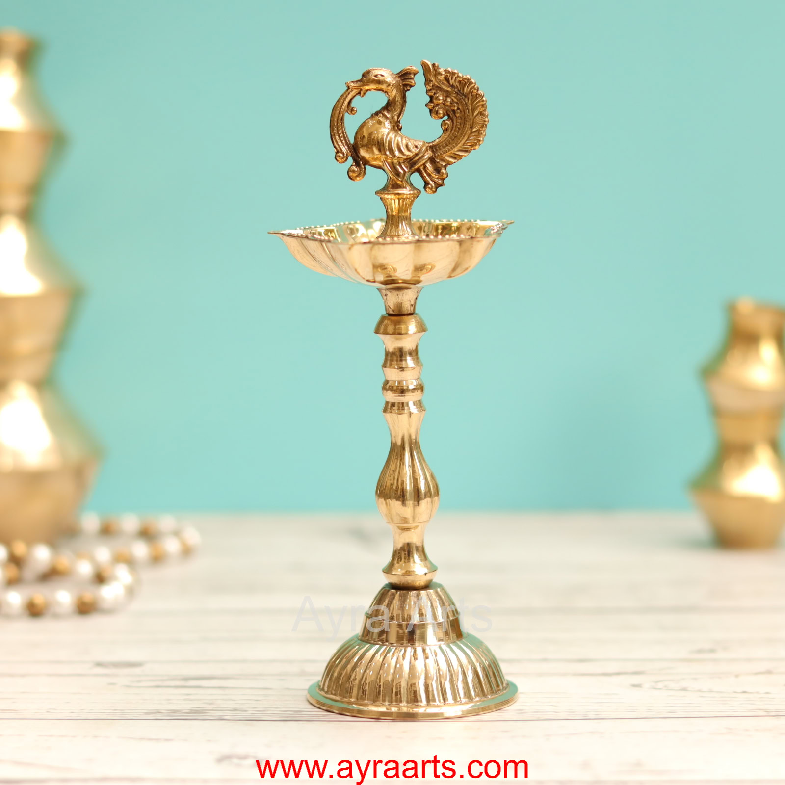 Brass New Design Fancy Peacock Standing Diya vilakku