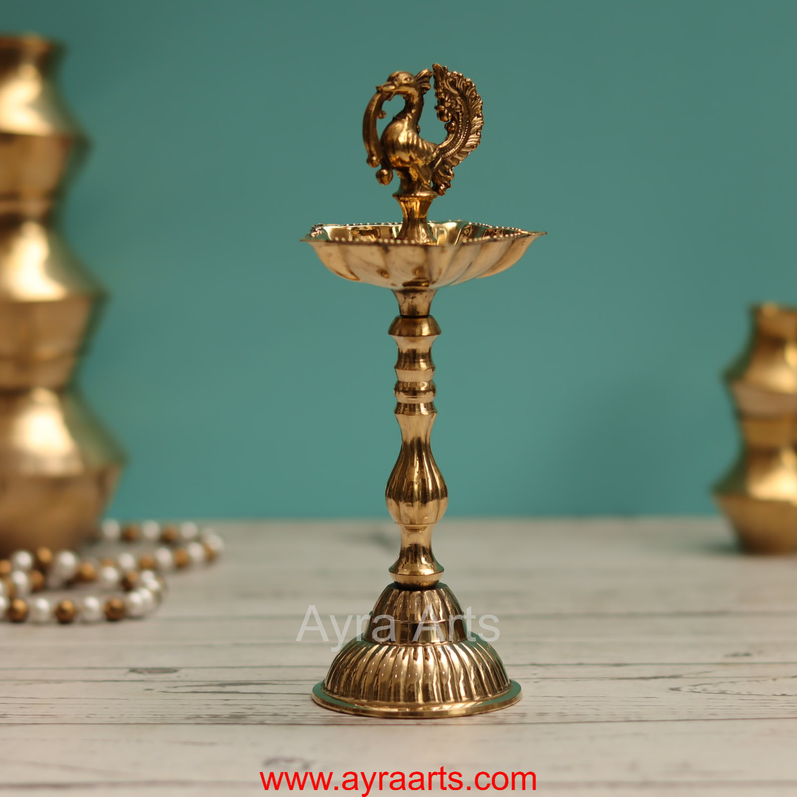 Brass New Design Fancy Peacock Standing Diya vilakku