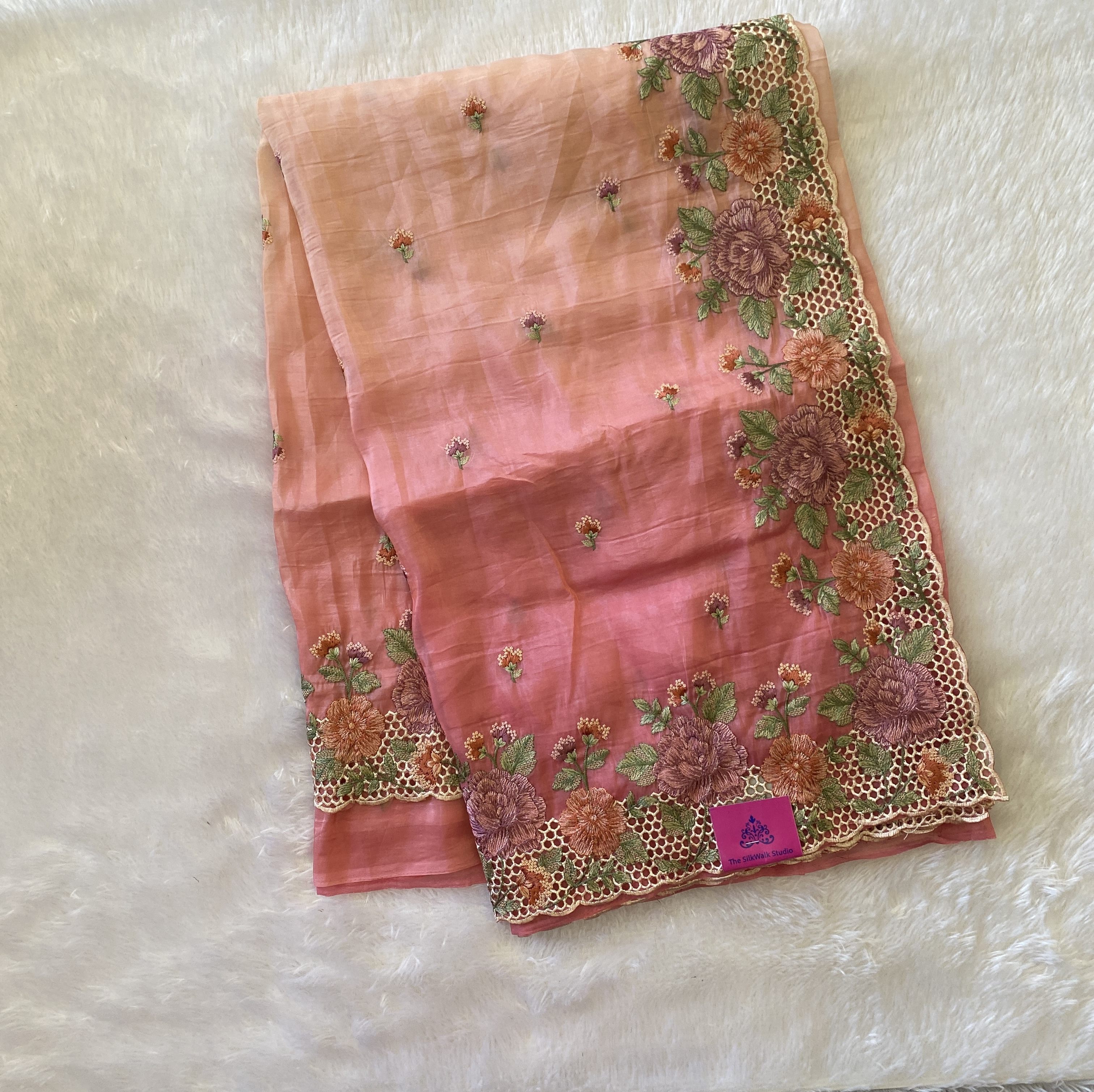 DAISY – Designer Soft Ombre Organza Cutwork Border Sarees 15048