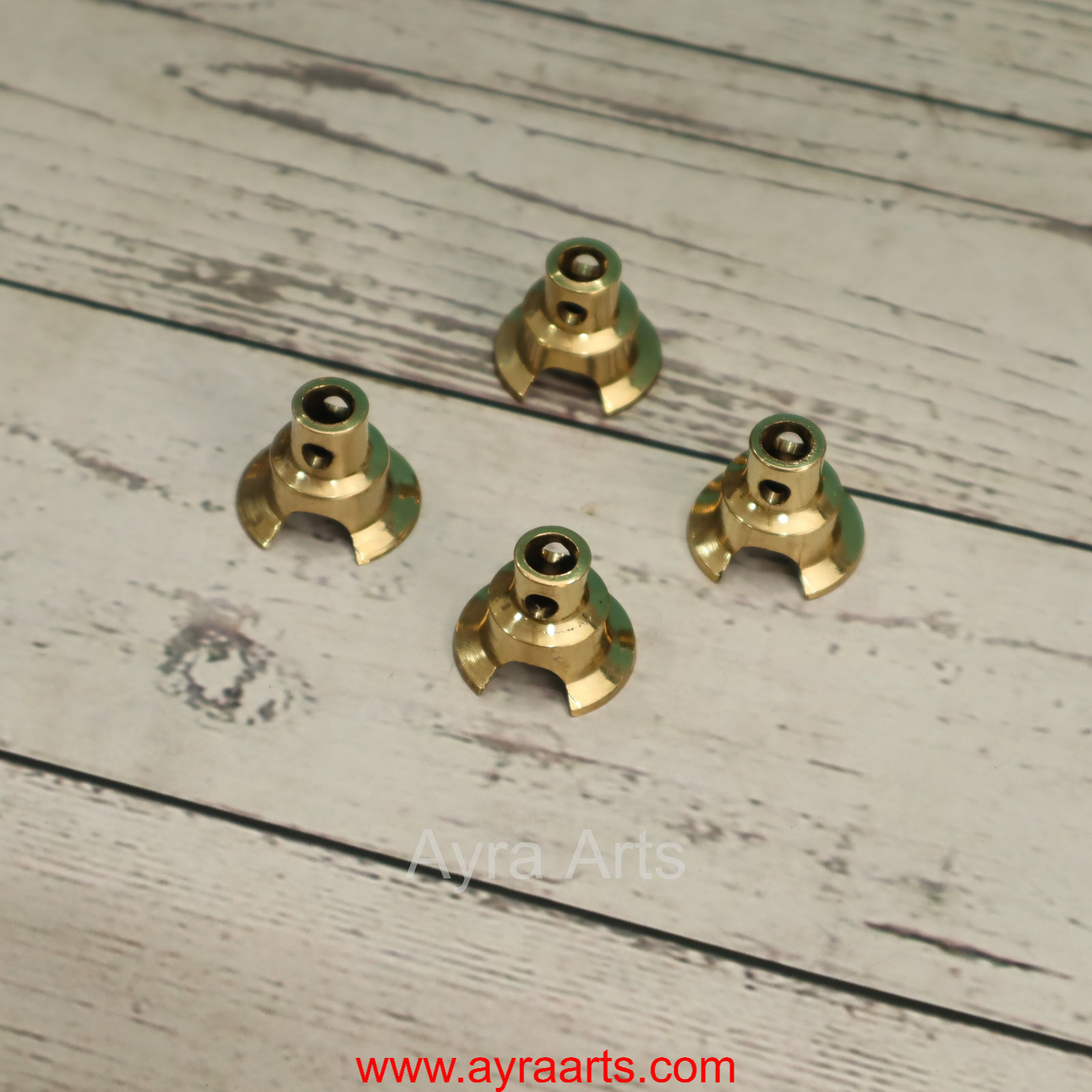 Brass Round Wick Holder for Deepam Lavanga Cotton Wick Holder For Pooja - Set of 4 - Perfect for Diya Lighting