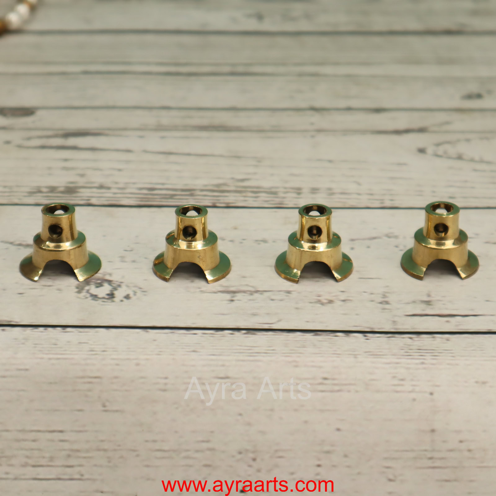 Brass Round Wick Holder for Deepam Lavanga Cotton Wick Holder For Pooja - Set of 4 - Perfect for Diya Lighting