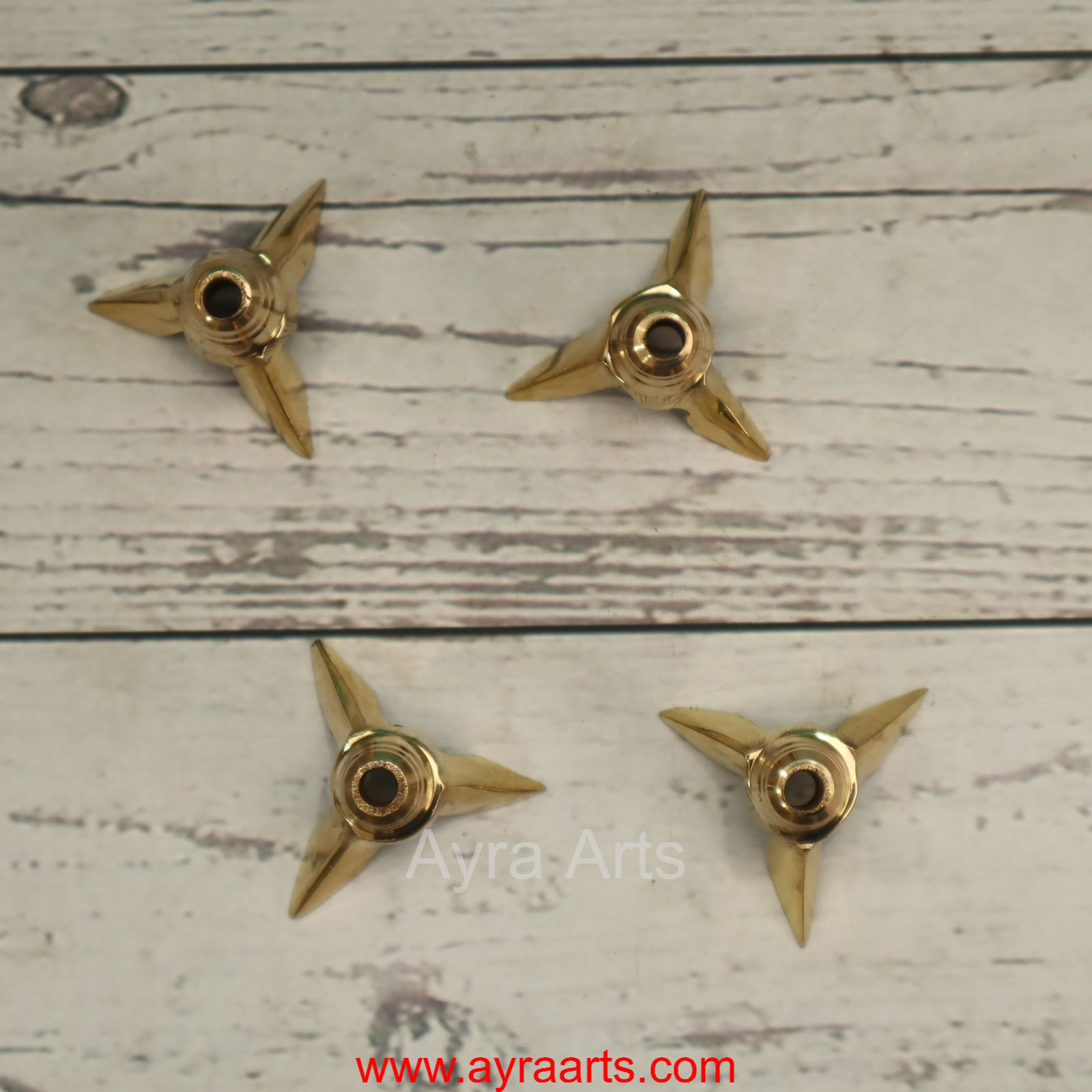 Brass Lavanga Cotton Wick Holder For Pooja - Set of 4 - Perfect for Diya Lighting
