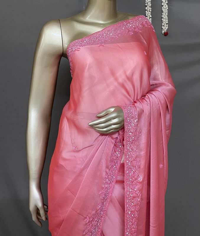 Catherine - The Georgette saree with kardana and Bead Border 17153